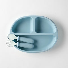 Duo Plate & Utensils-Light blue