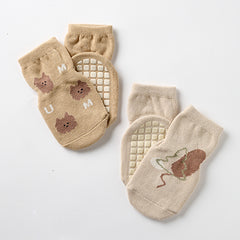 Non-slip patterned baby socks - Teddy ( Pack of 2 pairs )