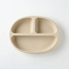 Silicone plate & lid with suction - Beige
